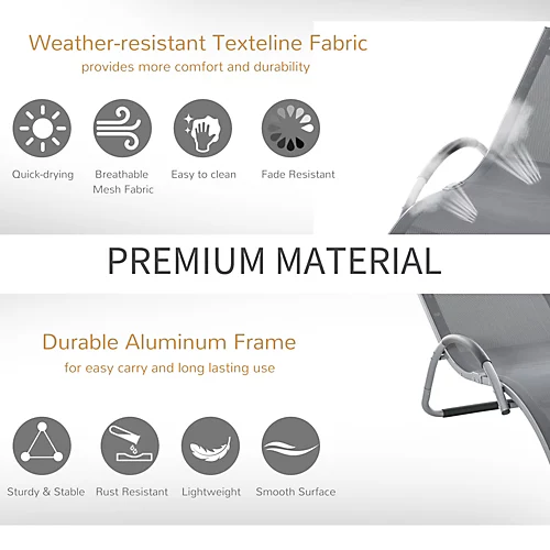 Outsunny Sun Lounge Recliner Chair Design Ergonomic With Pillow Dark Grey 4 Outsunny Sun Lounge Recliner Chair Design Ergonomic With Pillow Dark Grey - Image 4