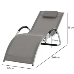 Outsunny Sun Lounge Recliner Chair Design Ergonomic With Pillow Khaki -Cheap Grow And Trim Store outsunny sun lounge recliner chair design ergonomic with pillow khaki5056399120220 03c MP