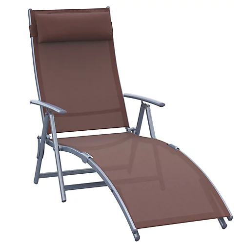 Outsunny Sun Lounger Recliner Foldable 7 Levels Texteline Brown 2 Outsunny Sun Lounger Recliner Foldable 7 Levels Texteline Brown - Image 2