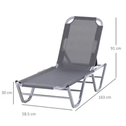 Outsunny Sun Lounger Relaxer Recliner With 5-Position Adjustable Backrest Silver -Cheap Grow And Trim Store outsunny sun lounger relaxer recliner with 5 position adjustable backrest silver5056534544676 03c MP