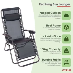 Oypla Folding Reclining Garden Deck Chair Sun Lounger Zero Gravity -Cheap Grow And Trim Store oypla folding reclining garden deck chair sun lounger zero gravity5056233251103 03c MP