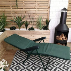 Padded Outdoor Garden Patio Recliner / Sun Lounger In Plain Green -Cheap Grow And Trim Store padded outdoor garden patio recliner sun lounger in plain green5056589112011 04c MP