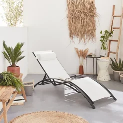 Pair Of Aluminium And Textilene Sun Loungers 4 Reclining Positions Headrest Included Stackable - Louisa - Anthracite Frame Whi -Cheap Grow And Trim Store pair of aluminium and textilene sun loungers 4 reclining positions headrest included stackable louisa anthracite frame whi3760216538922 04c MP