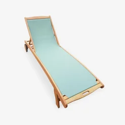 Pair Of FSC Eucalyptus And Textilene Sun Loungers - Natural Wood Colour Sage Green Textilene - Marbella -Cheap Grow And Trim Store pair of fsc eucalyptus and textilene sun loungers natural wood colour sage green textilene marbella3760287184943 04c MP