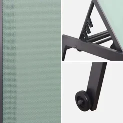 Pair Of Multi-position Aluminium Sun Loungers With Wheels - Elsa - Anthracite Frame Sage Green Textilene Fabric 7 Pair Of Multi-position Aluminium Sun Loungers With Wheels - Elsa - Anthracite Frame Sage Green Textilene Fabric -Cheap Grow And Trim Store pair of multi position aluminium sun loungers with wheels elsa anthracite frame sage green textilene fabric3760287180747 04c MP