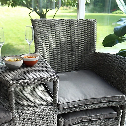 Paris Fixed Companion Set With Pull-out Footstools Incl. Weather Shield Cushions 2 Paris Fixed Companion Set With Pull-out Footstools Incl. Weather Shield Cushions - Image 2