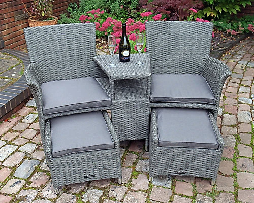 Paris Fixed Companion Set With Pull-out Footstools Incl. Weather Shield Cushions 4 Paris Fixed Companion Set With Pull-out Footstools Incl. Weather Shield Cushions - Image 4