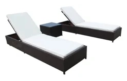 Patio Rattan Sun Lounger Chaise Garden Pool Wicker Recliner 3PCS Recliner Set With Glass Coffee Table - Brown With Beige Cushion -Cheap Grow And Trim Store patio rattan sun lounger chaise garden pool wicker recliner 3pcs recliner set with glass coffee table brown with beige cushion0726972295540 03c MP