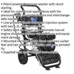 Petrol Powered Pressure Washer - 6.5hp Engine - 220bar - 5m Pressure Hose -Cheap Grow And Trim Store petrol powered pressure washer 6 5hp engine 220bar 5m pressure hose5056524297254 02c MP