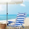 Portable Beach Chair With Removable Headrest, Folding Beach Chair With Backrest, Adjustable Backrest Up To 180, With Cup Holder