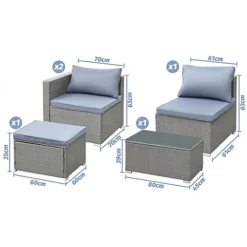 Premium Black 4 Seater Rattan Sofa & Table Set Grey Cushions 6 Premium Black 4 Seater Rattan Sofa & Table Set Grey Cushions -Cheap Grow And Trim Store premium black 4 seater rattan sofa table set grey cushions5061023960240 03c MP