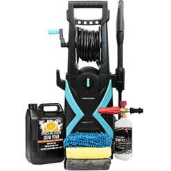 Pro-Kleen Electric Jet Washer 2.2kW 165 Bar 8M Hose 5L Orange Snow Foam, Snow Foam Lance & Microfibre Cloths And Wash Mitt
