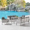 Rattan Garden Outdoor Dining Sofa Set In Grey