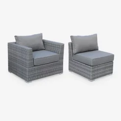 Ready Assembled 5-seater Deluxe Polyrattan Modular Garden Sofa Set - Sofa Armchair Footrest Coffee Table - Vinci - Grey Rattan -Cheap Grow And Trim Store ready assembled 5 seater deluxe polyrattan modular garden sofa set sofa armchair footrest coffee table vinci grey rattan3760287182512 03c MP