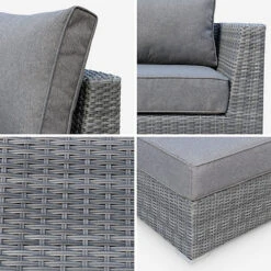 Ready Assembled 5-seater Deluxe Polyrattan Modular Garden Sofa Set - Sofa Armchair Footrest Coffee Table - Vinci - Grey Rattan -Cheap Grow And Trim Store ready assembled 5 seater deluxe polyrattan modular garden sofa set sofa armchair footrest coffee table vinci grey rattan3760287182512 06c MP
