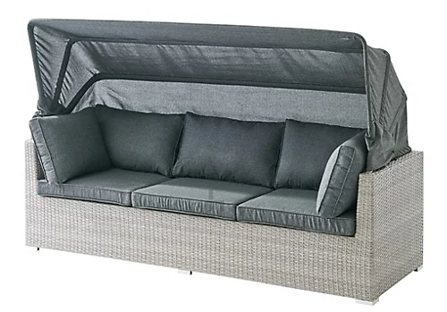 Rhodes Rattan Sun Bed Garden Furniture Set Outdoor Lounge Sofa Chair Bed Table Modular, Grey 2 Rhodes Rattan Sun Bed Garden Furniture Set Outdoor Lounge Sofa Chair Bed Table Modular, Grey - Image 2