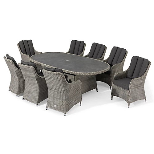 Santiago 8 Seat Oval Rattan Dining Set In Grey 3 Santiago 8 Seat Oval Rattan Dining Set In Grey - Image 3