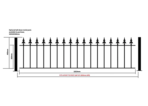 SAXA Metal Spear Top Garden Railing Panel 1830mm (6ft) GAP X 490mm High SAZP03 2 SAXA Metal Spear Top Garden Railing Panel 1830mm (6ft) GAP X 490mm High SAZP03 - Image 2