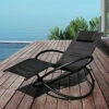 Schallen Garden & Outdoor Breathable Heavy Duty Steel Rocking Folding Lounger Chair With Pillow (Black)