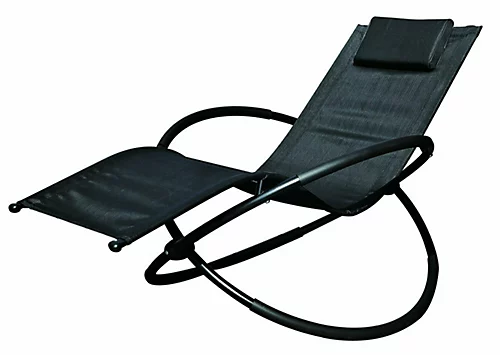 Schallen Garden & Outdoor Breathable Heavy Duty Steel Rocking Folding Lounger Chair With Pillow (Black) 3 Schallen Garden & Outdoor Breathable Heavy Duty Steel Rocking Folding Lounger Chair With Pillow (Black) - Image 3
