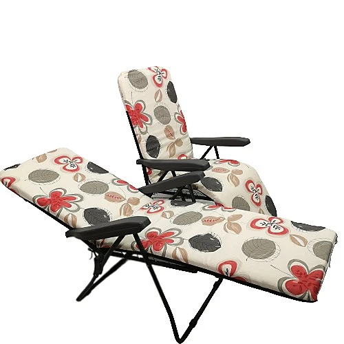 Set Of 2 Padded Outdoor Garden Patio Recliner / Sun Lounger With Flowers 2 Set Of 2 Padded Outdoor Garden Patio Recliner / Sun Lounger With Flowers - Image 2
