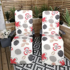 Set Of 2 Padded Outdoor Garden Patio Recliner / Sun Lounger With Flowers 6 Set Of 2 Padded Outdoor Garden Patio Recliner / Sun Lounger With Flowers -Cheap Grow And Trim Store set of 2 padded outdoor garden patio recliner sun lounger with flowers5056589112097 03c MP