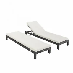 Set Of 2 Rattan Sun Loungers Ready Assembled Reinforced Aluminum - Pisa - Black Rattan Off-white Cushion -Cheap Grow And Trim Store set of 2 rattan sun loungers ready assembled reinforced aluminum pisa black rattan off white cushion3760216535303 02c MP