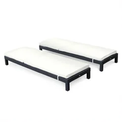 Set Of 2 Rattan Sun Loungers Ready Assembled Reinforced Aluminum - Pisa - Black Rattan Off-white Cushion -Cheap Grow And Trim Store set of 2 rattan sun loungers ready assembled reinforced aluminum pisa black rattan off white cushion3760216535303 04c MP