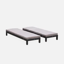 Set Of 2 Rattan Sun Loungers Ready Assembled Reinforced Aluminum - Pisa - Brown Rattan Beige-Brown Cushion -Cheap Grow And Trim Store set of 2 rattan sun loungers ready assembled reinforced aluminum pisa brown rattan beige brown cushion3760247262858 04c MP