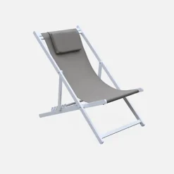 Set Of 2 Sun Loungers - Adjustable Deck Chairs With Headrests Made From Aluminium Frame - Gaia - White Frame Brown Textilene -Cheap Grow And Trim Store set of 2 sun loungers adjustable deck chairs with headrests made from aluminium frame gaia white frame brown textilene3760247268829 03c MP