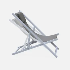 Set Of 2 Sun Loungers - Adjustable Deck Chairs With Headrests Made From Aluminium Frame - Gaia - White Frame Brown Textilene -Cheap Grow And Trim Store set of 2 sun loungers adjustable deck chairs with headrests made from aluminium frame gaia white frame brown textilene3760247268829 04c MP