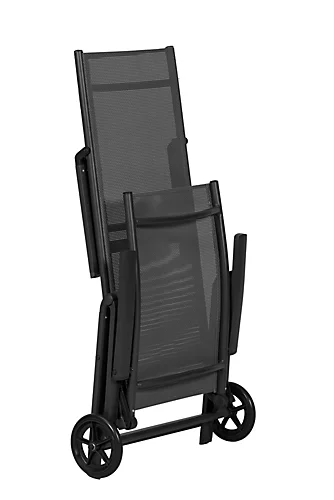 Sorrento Black Textylene Sunlounger With Wheels 2 Sorrento Black Textylene Sunlounger With Wheels - Image 2