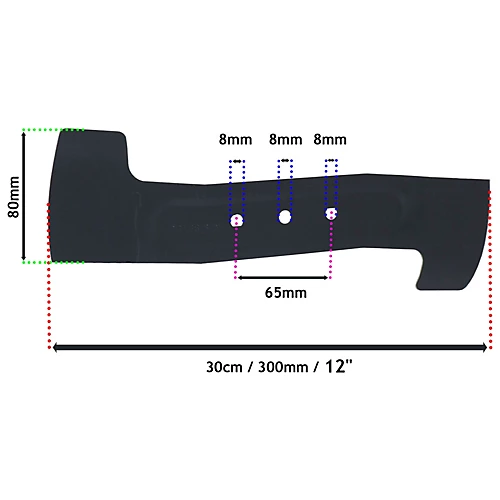 SPARES2GO Blade Compatible With Flymo EasiStore 300R Li Mighti-Mo 300 Li Lawnmower 30cm 12" 2 SPARES2GO Blade Compatible With Flymo EasiStore 300R Li Mighti-Mo 300 Li Lawnmower 30cm 12" - Image 2
