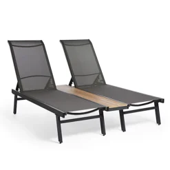 Spinningfield Double Sun Lounger, Dual Reclining Textoline Garden Lounger, Duo Recliner Set For Patio, Outdoor Garden Furniture