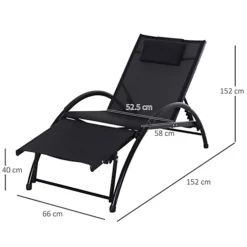 Sun Lounger Half Circle Arms Adjustable Head Footrest Aluminium Frame Black -Cheap Grow And Trim Store sun lounger half circle arms adjustable head footrest aluminium frame black5056399103209 03c MP