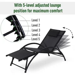 Sun Lounger Half Circle Arms Adjustable Head Footrest Aluminium Frame Black -Cheap Grow And Trim Store sun lounger half circle arms adjustable head footrest aluminium frame black5056399103209 06c MP