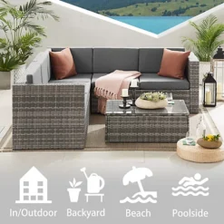 The Tatton Large Grey Corner Rattan 6 Seat Sofa Set -Cheap Grow And Trim Store the tatton large grey corner rattan 6 seat sofa set5060832770194 03c MP