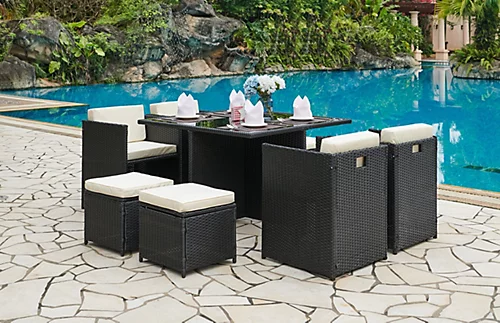Venice Cube Rattan Garden Furniture 9 Piece Set With Free Cover Included, Black 2 Venice Cube Rattan Garden Furniture 9 Piece Set With Free Cover Included, Black - Image 2