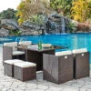 Venice Cube Rattan Garden Furniture 9 Piece Set With Free Cover Included, Brown