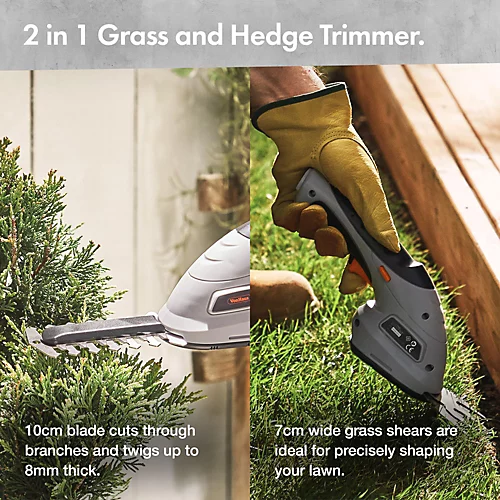 VonHaus 3.6V 2 In 1 Cordless Trimmer & Edger, For Shrubs, Grass & Hedge Cutting With Quick Blade Change 2 VonHaus 3.6V 2 In 1 Cordless Trimmer & Edger, For Shrubs, Grass & Hedge Cutting With Quick Blade Change - Image 2