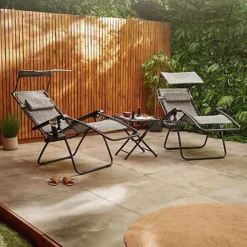 VonHaus Canopy Zero Gravity Chairs & Side Table Set, Set Of 2 Weather Resistant Folding Textoline Recliner Loungers With Sun Shade 6 VonHaus Canopy Zero Gravity Chairs & Side Table Set, Set Of 2 Weather Resistant Folding Textoline Recliner Loungers With Sun Shade -Cheap Grow And Trim Store vonhaus canopy zero gravity chairs side table set set of 2 weather resistant folding textoline recliner loungers with sun shade5056115796302 03c MP