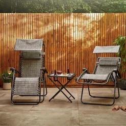 VonHaus Canopy Zero Gravity Chairs & Side Table Set, Set Of 2 Weather Resistant Folding Textoline Recliner Loungers With Sun Shade 7 VonHaus Canopy Zero Gravity Chairs & Side Table Set, Set Of 2 Weather Resistant Folding Textoline Recliner Loungers With Sun Shade -Cheap Grow And Trim Store vonhaus canopy zero gravity chairs side table set set of 2 weather resistant folding textoline recliner loungers with sun shade5056115796302 04c MP