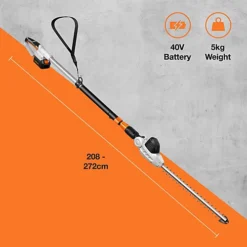 VonHaus Cordless Pole Hedge Trimmer 40V MAX. Battery, Electric Hedge Cutter W/ Telescopic Adjustable Trimmer Head, Shoulder Strap -Cheap Grow And Trim Store vonhaus cordless pole hedge trimmer 40v max battery electric hedge cutter w telescopic adjustable trimmer head shoulder strap5056115790164 02c MP