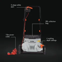 VonHaus Electric Garden Rake 1300W, Lawn Raker With 28L Collection Box & 10m Cable, Removes Moss From All Grass Areas 6 VonHaus Electric Garden Rake 1300W, Lawn Raker With 28L Collection Box & 10m Cable, Removes Moss From All Grass Areas -Cheap Grow And Trim Store vonhaus electric garden rake 1300w lawn raker with 28l collection box 10m cable removes moss from all grass areas5056115784118 03c MP
