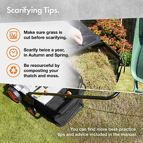 VonHaus Lawn Scarifier, Aerator & Grass Rake 1800W, Garden Maintenance For All Grass Areas With 55L Collection Box & 10m Cable 2 VonHaus Lawn Scarifier, Aerator & Grass Rake 1800W, Garden Maintenance For All Grass Areas With 55L Collection Box & 10m Cable - Image 2