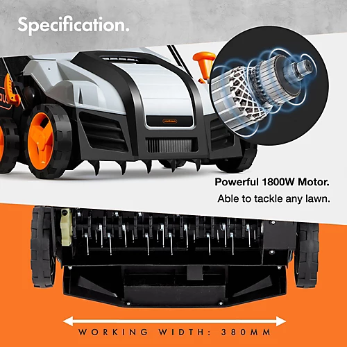 VonHaus Lawn Scarifier, Aerator & Grass Rake 1800W, Garden Maintenance For All Grass Areas With 55L Collection Box & 10m Cable 4 VonHaus Lawn Scarifier, Aerator & Grass Rake 1800W, Garden Maintenance For All Grass Areas With 55L Collection Box & 10m Cable - Image 4
